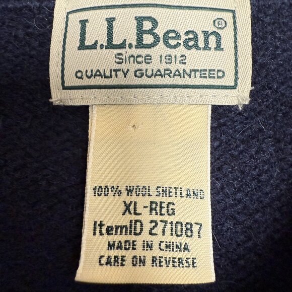 EUC Men's L.L. BEAN 100% Wool Shetland Crewneck Sweater Navy | Size XLR - Picture 6 of 7